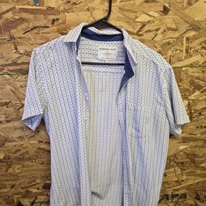 International Concepts Men's Casual White and Blue Shirt